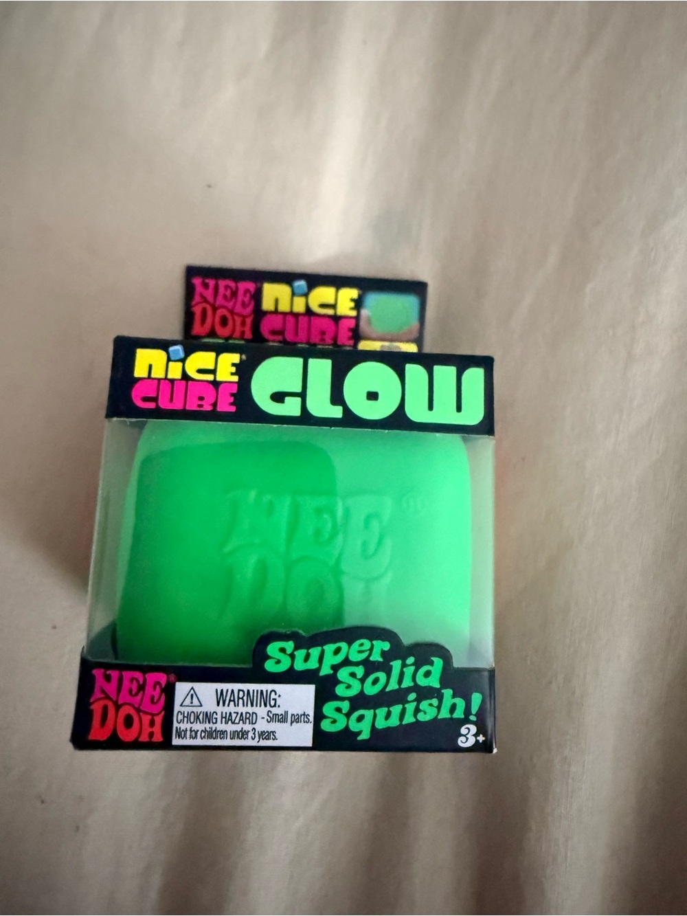 Nee Doh Nice Cube Glow - Green Super Solid Squish Learning Toy